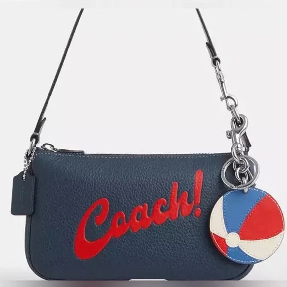 ποΈ NEW Coach Beach Ball Bag Charm β Red/White/Blue Leather π - Picture 3 of 4